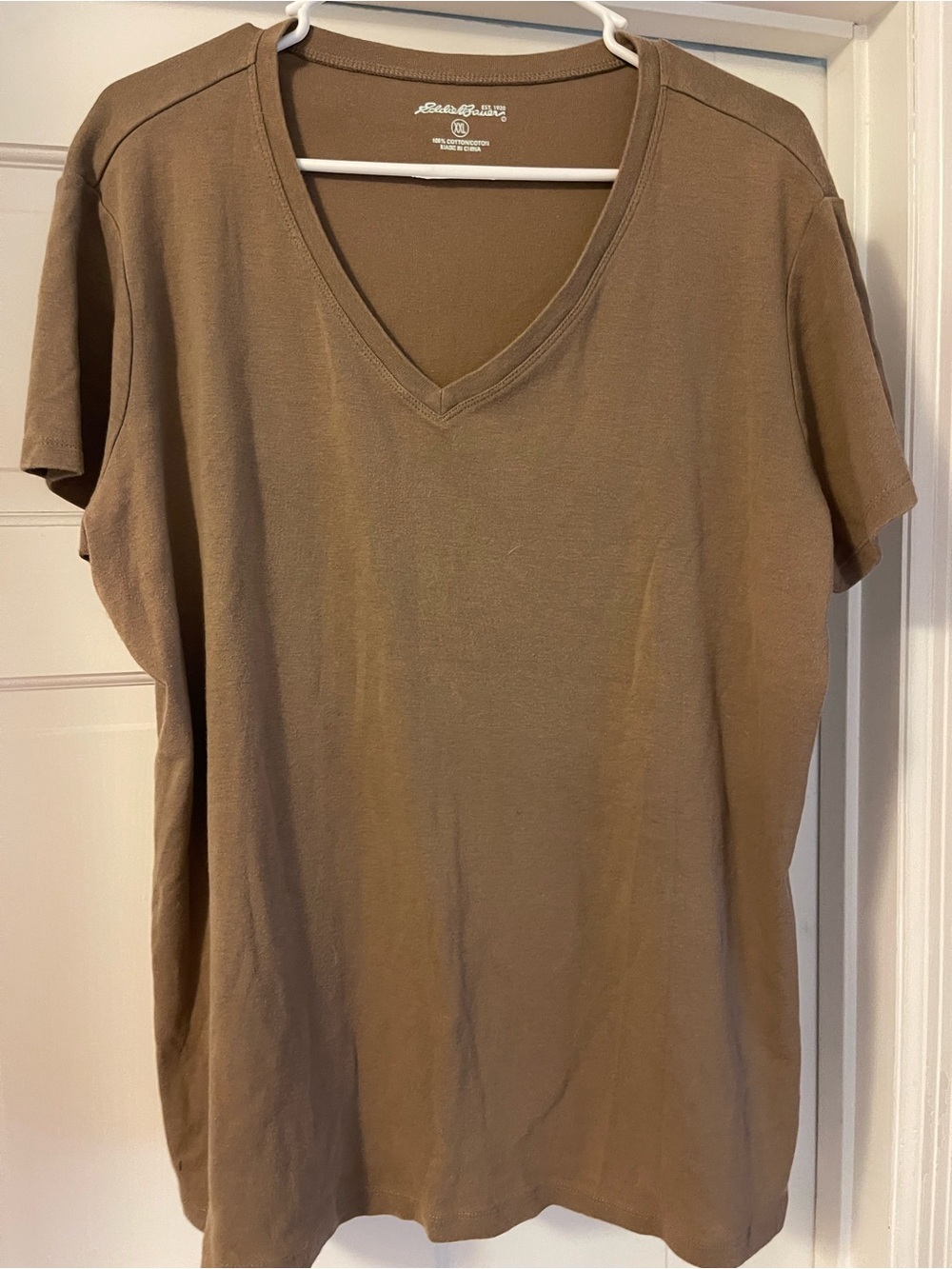 Eddie Bauer V-Neck Short Sleeve Tee - Brown